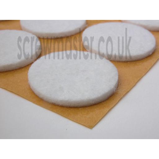 12 White Felt Pads 22mm diameter protect floor from scratching self adhesive sticky