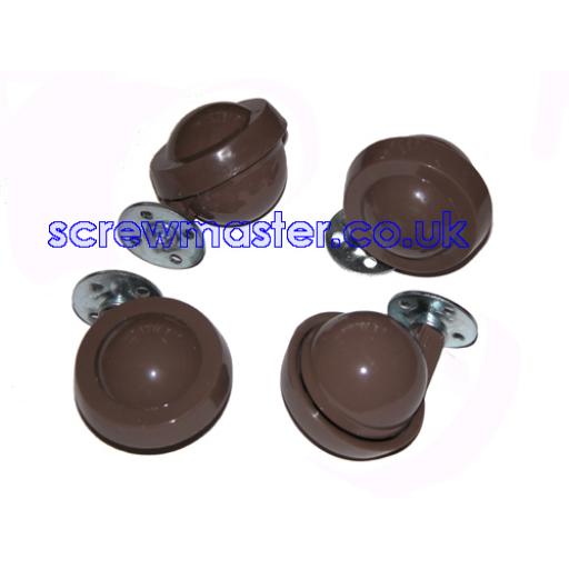 set of 4 Shepherd Kenrick ball Castors plate fix traditional Browns Metal