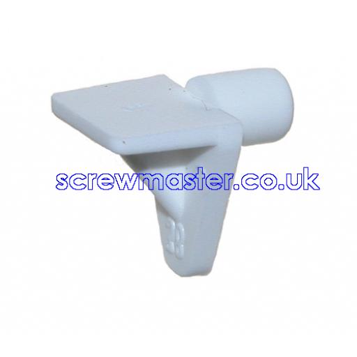 4 off White Plastic Shelf Support 5mm peg for adjustable shelves