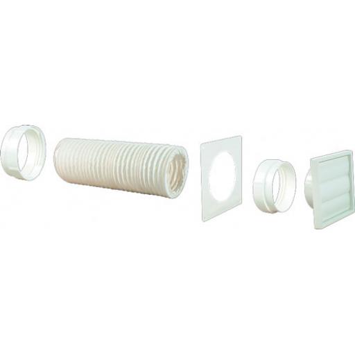 Ducting Kit 100mm diameter white 1 metre long for cooker hood extractor fan