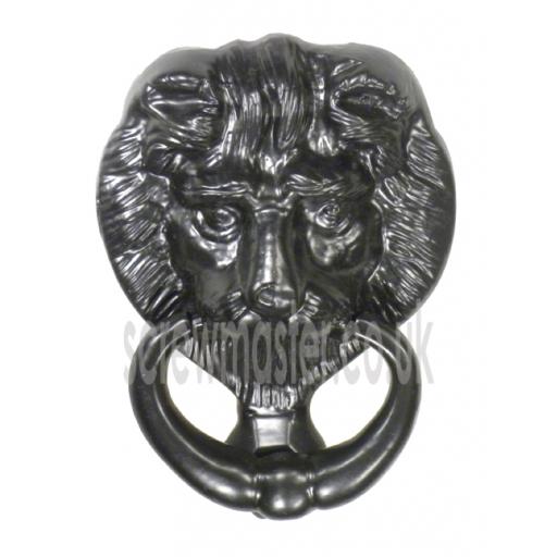 Lions Head Door Knocker Black Cast Iron 152mm antique rustic style