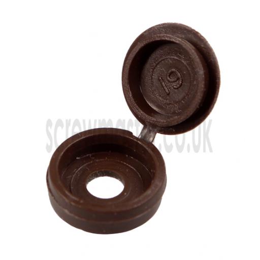 20 Hinged Screw Cover Caps Brown for M3.5 & M4 screws (6 and 8 gauge)