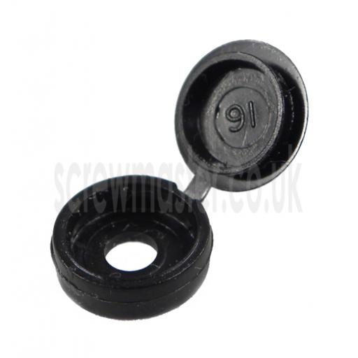 20 Hinged Screw Cover Caps Black for M3.5 & M4 screws (6 and 8 gauge)