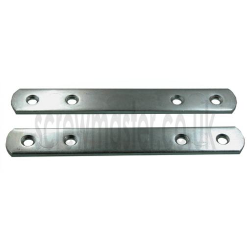 Pair of Straight Connector Plates 138mm x 19mm steel strip for false drawer fronts larder doors