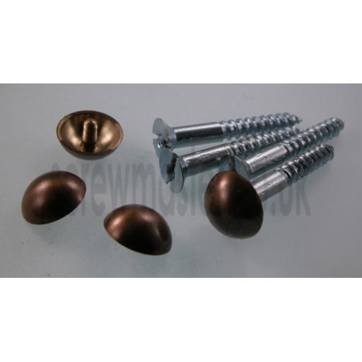 set of 4 Mirror Screws with Bronze Dome screw in Cap 12mm diameter