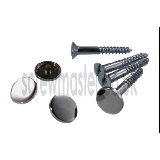 Pack of 4 Mirror Screws with Polished Chrome Disc screw in Cap 15mm diameter