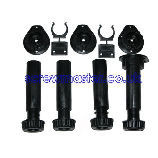 Plinth Feet - Set of 4 Cabinet Legs 150mm plastic adjustable for kitchen base units