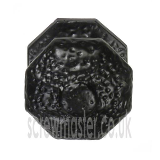 Centre Door Knob Black Cast Iron 65mm octagonal tudor antique style