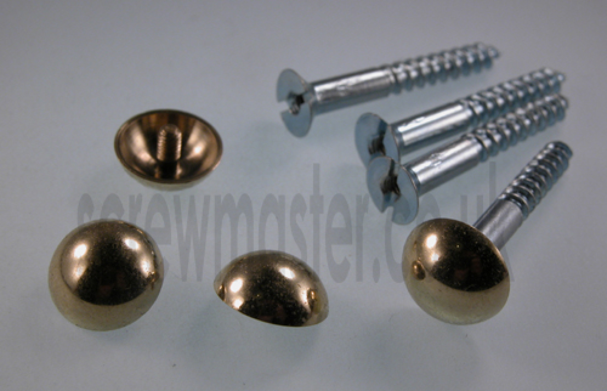 set of 4 Mirror Screws with polished Brass Dome screw in Cap 12mm diameter