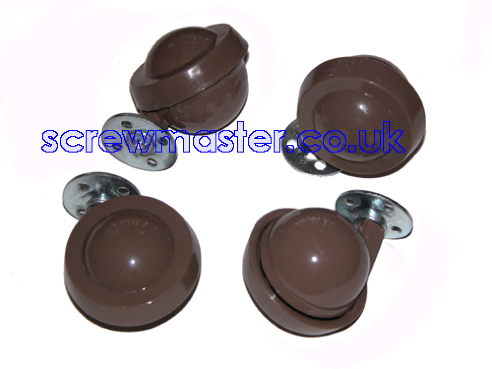 set of 4 Shepherd Kenrick ball Castors plate fix traditional Browns Metal