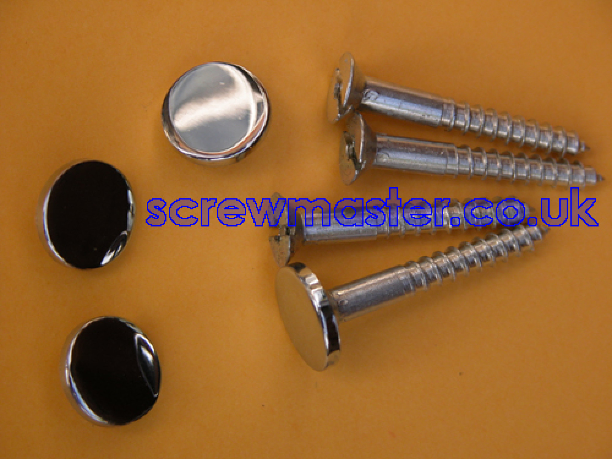 set of 4 Mirror Screws with polished Chrome Disc screw in Cap 12mm diameter