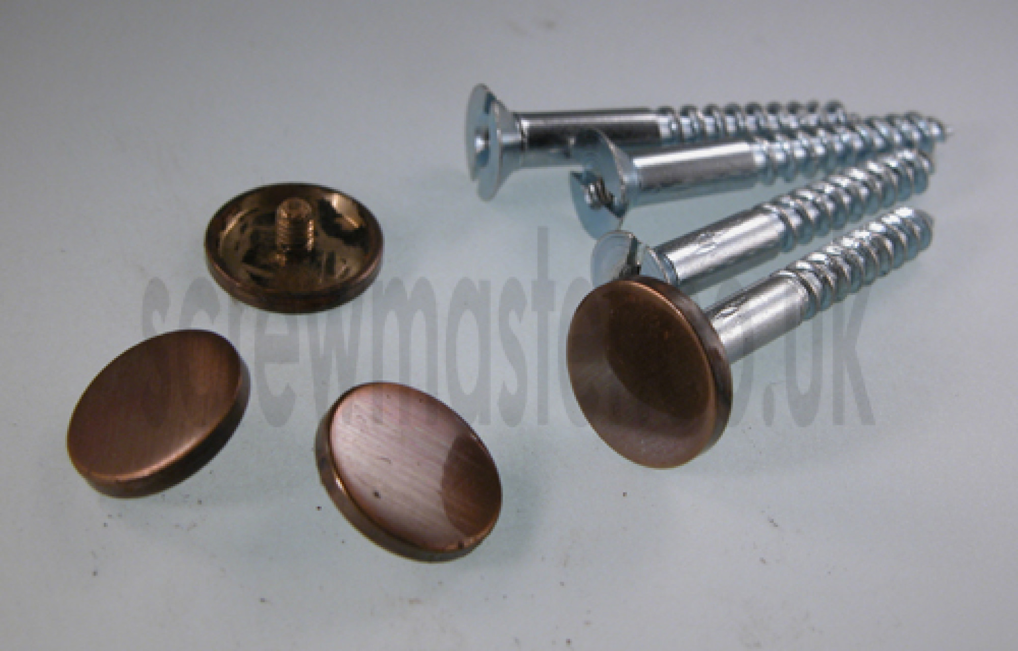 Pack of 4 Mirror Screws with Bronze Disc screw in Cap 15mm diameter flat Cover Head