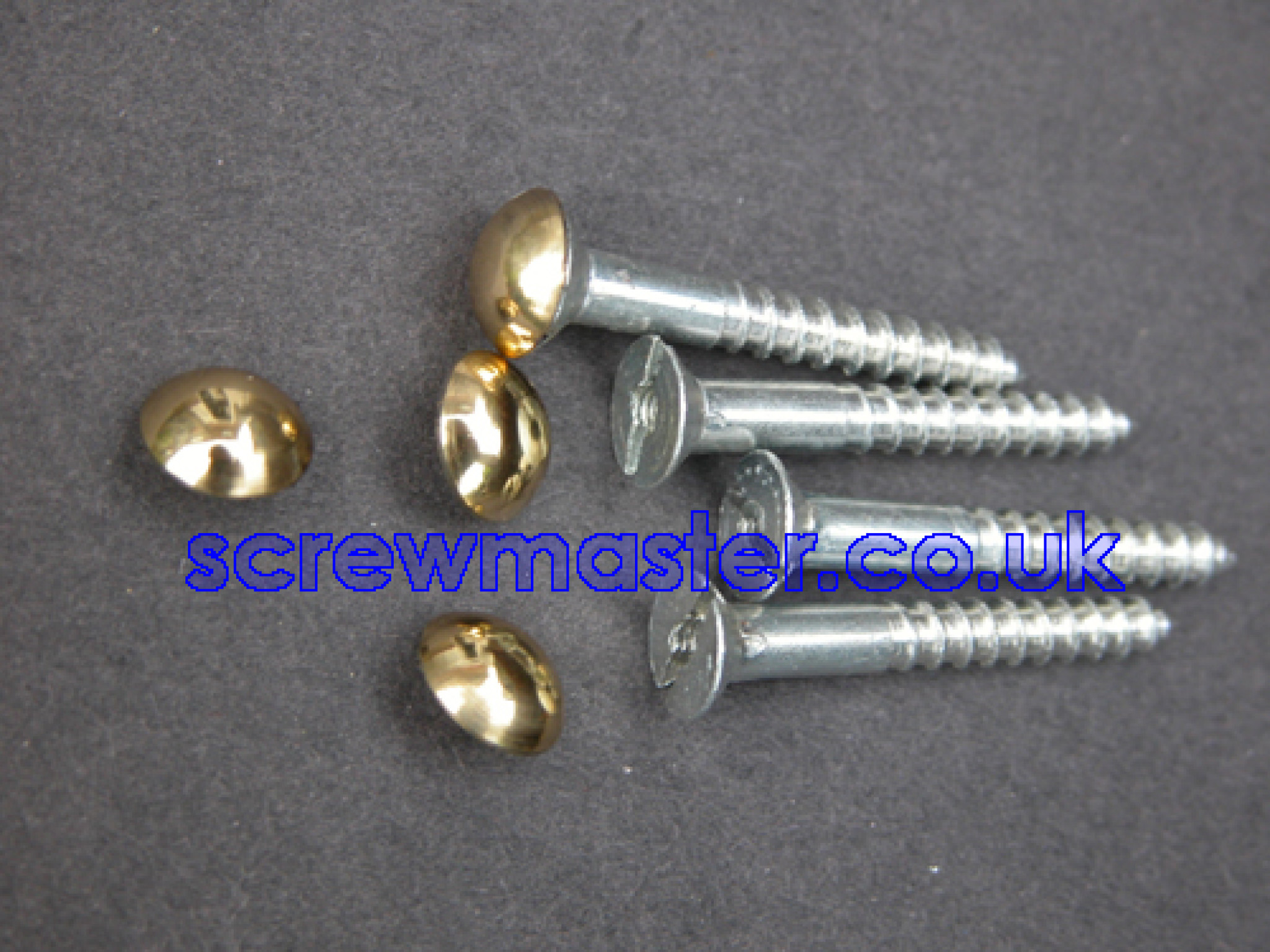 set of 4 Mirror Screws with polished Brass Mushroom Dome screw in Cap 10mm diameter