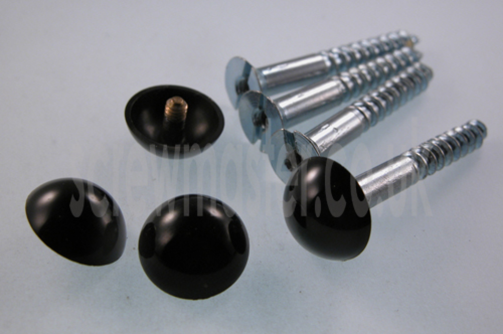 set of 4 Mirror Screws with Black Powder Coated Dome screw in Cap 12mm diameter