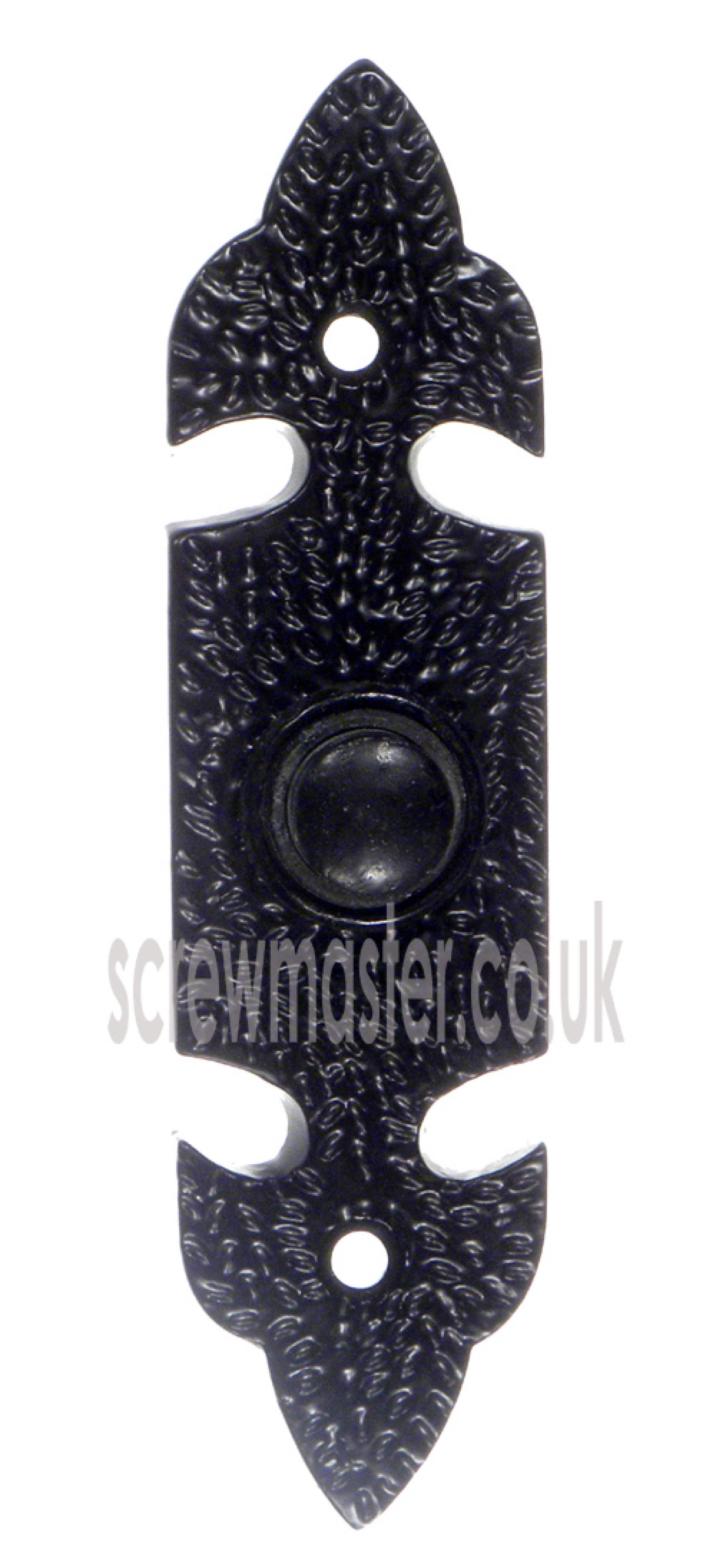 Bell Push Black Cast Iron 100mm rustic look fleur de lys