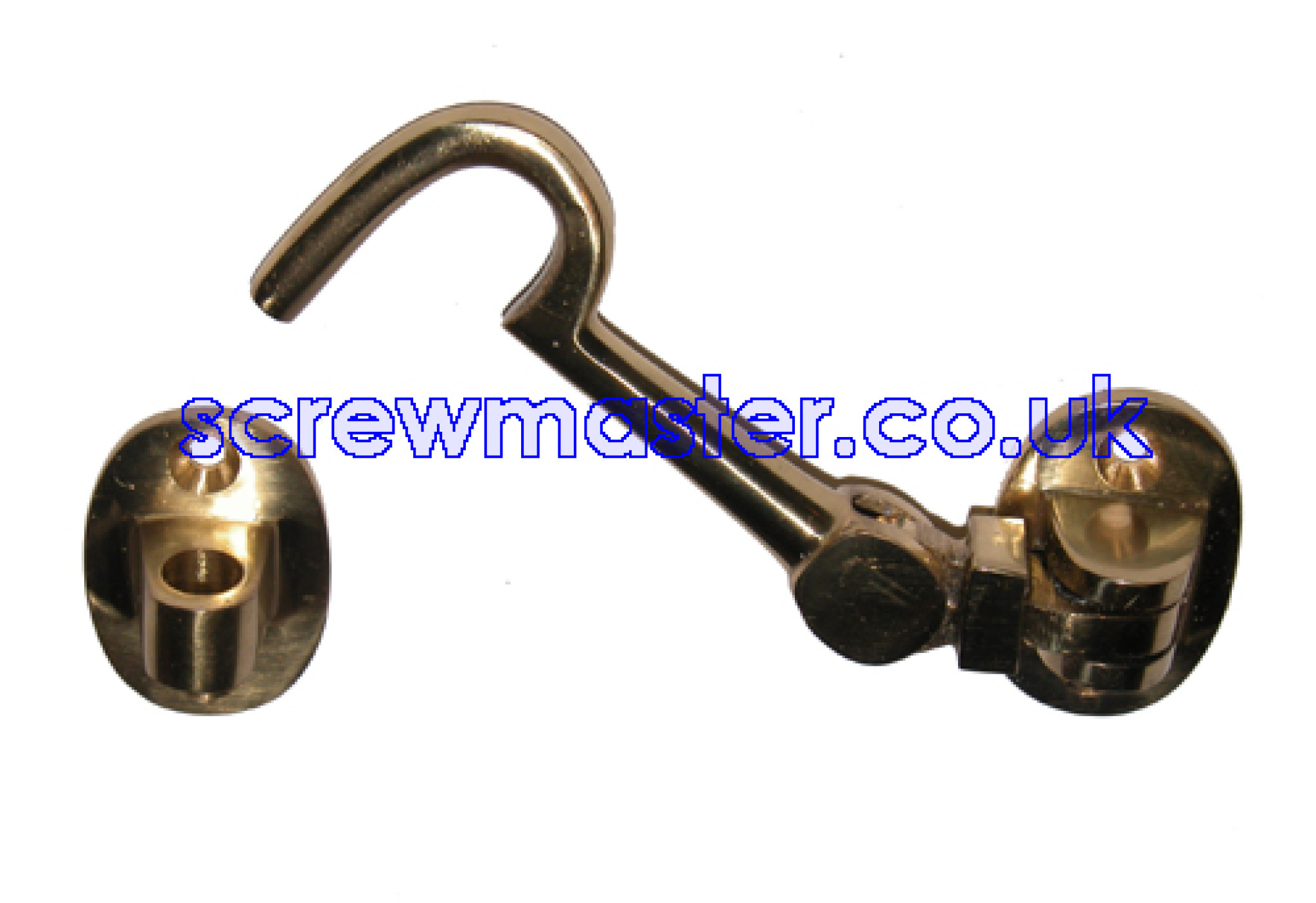 Brass Cabin Hook 75mm polished and lacquered finish 3" long