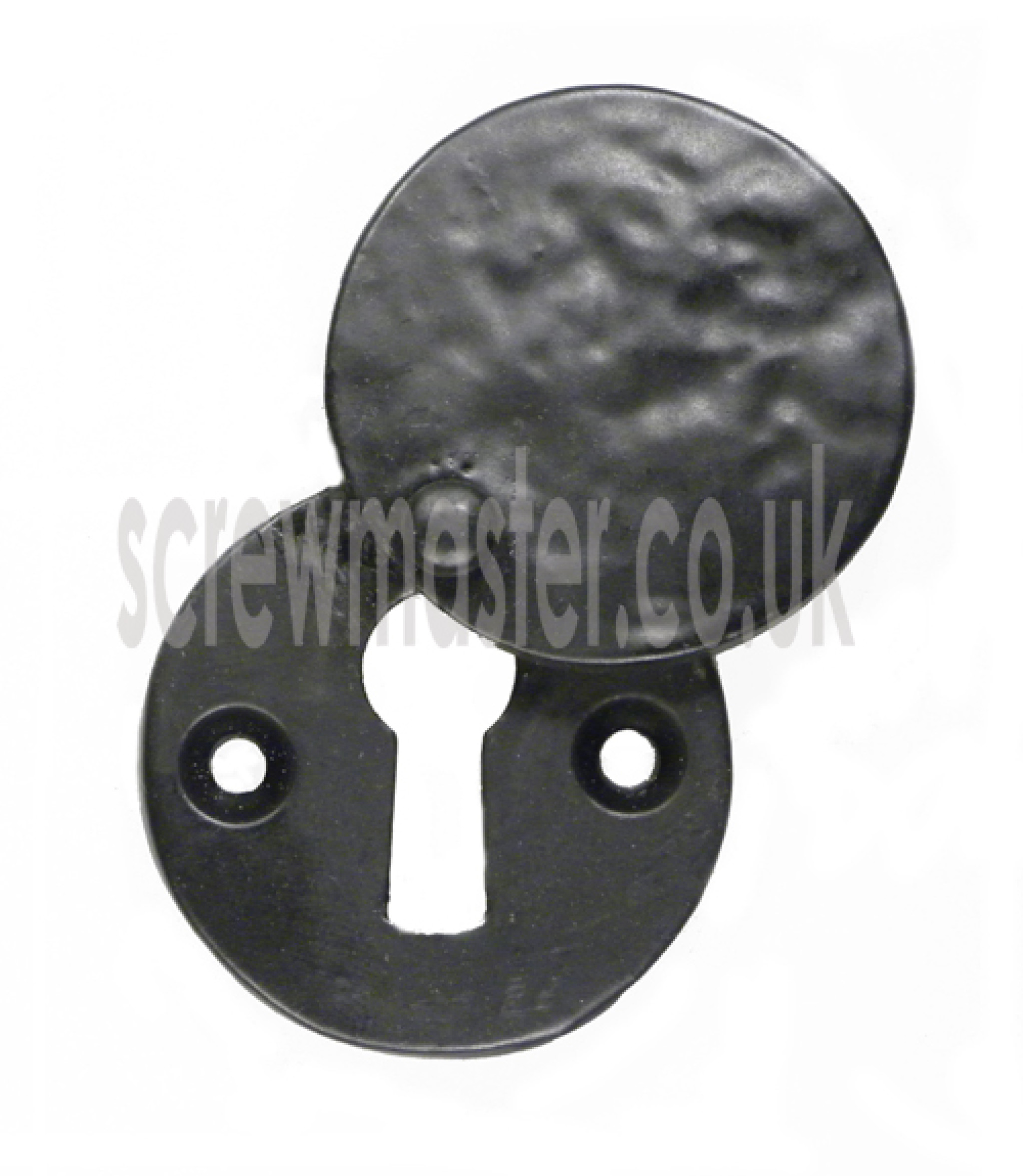 Round Covered Keyhole Escutcheon Black Cast Iron 38mm diameter