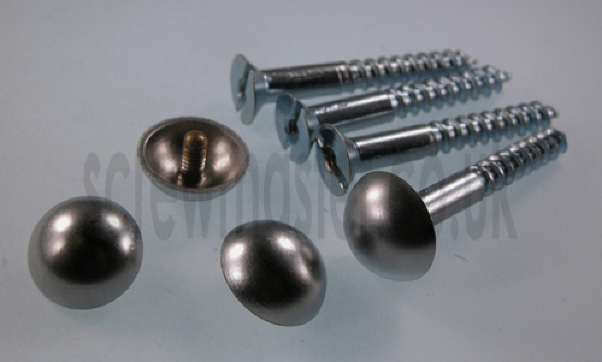 set of 4 Mirror Screws with Satin Chrome Dome screw in Cap 12mm diameter