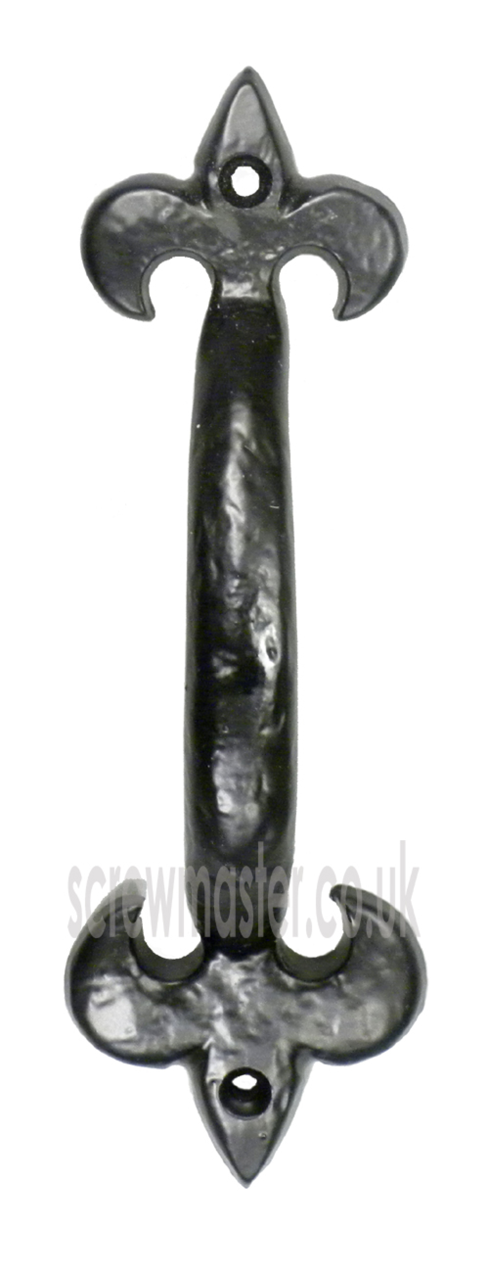 Pull Handle Black Cast Iron 177mm fleur de lis antique style