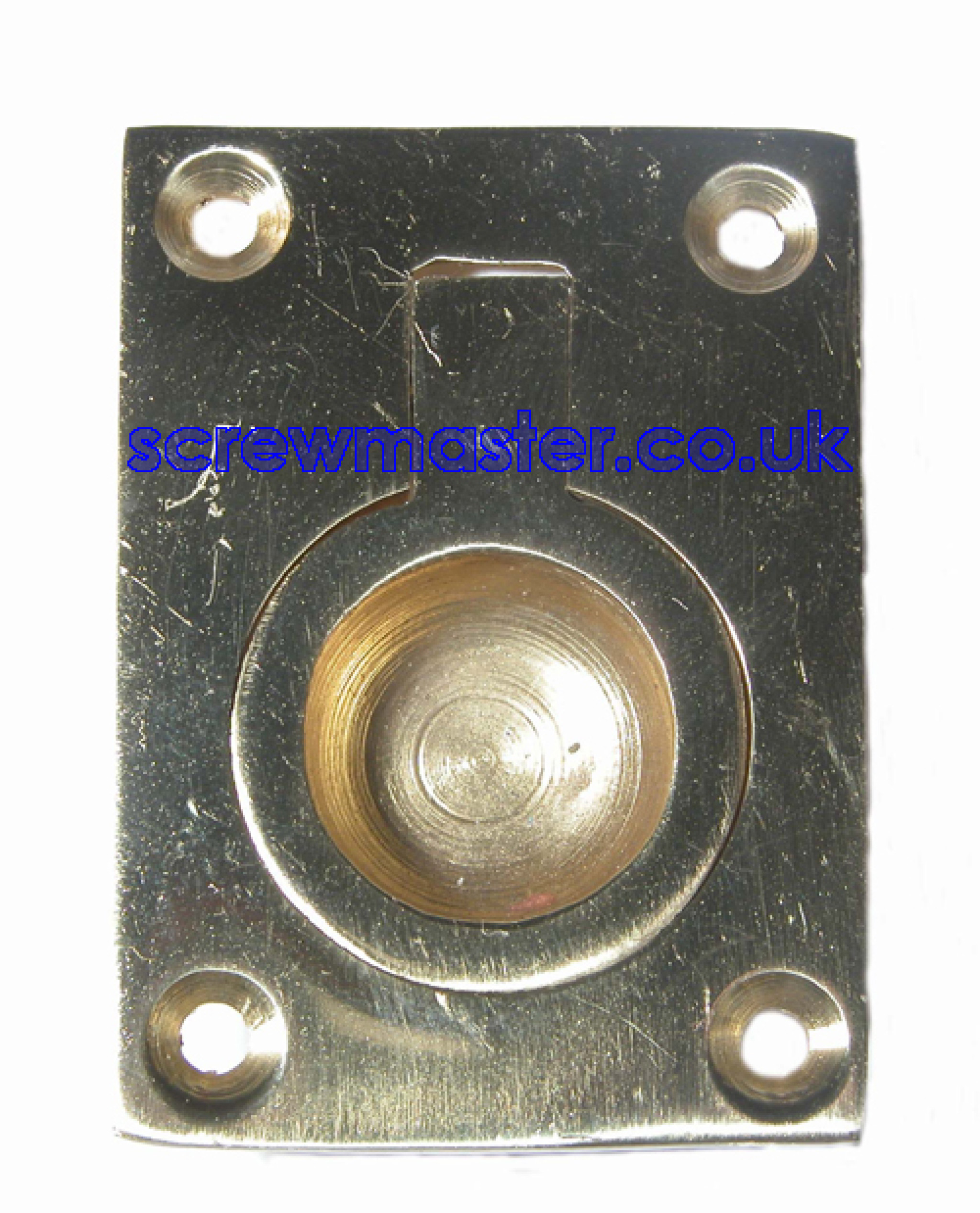 Flush Ring Pull Handle 50mm x 38mm solid brass polished & lacquered recessed - trap door