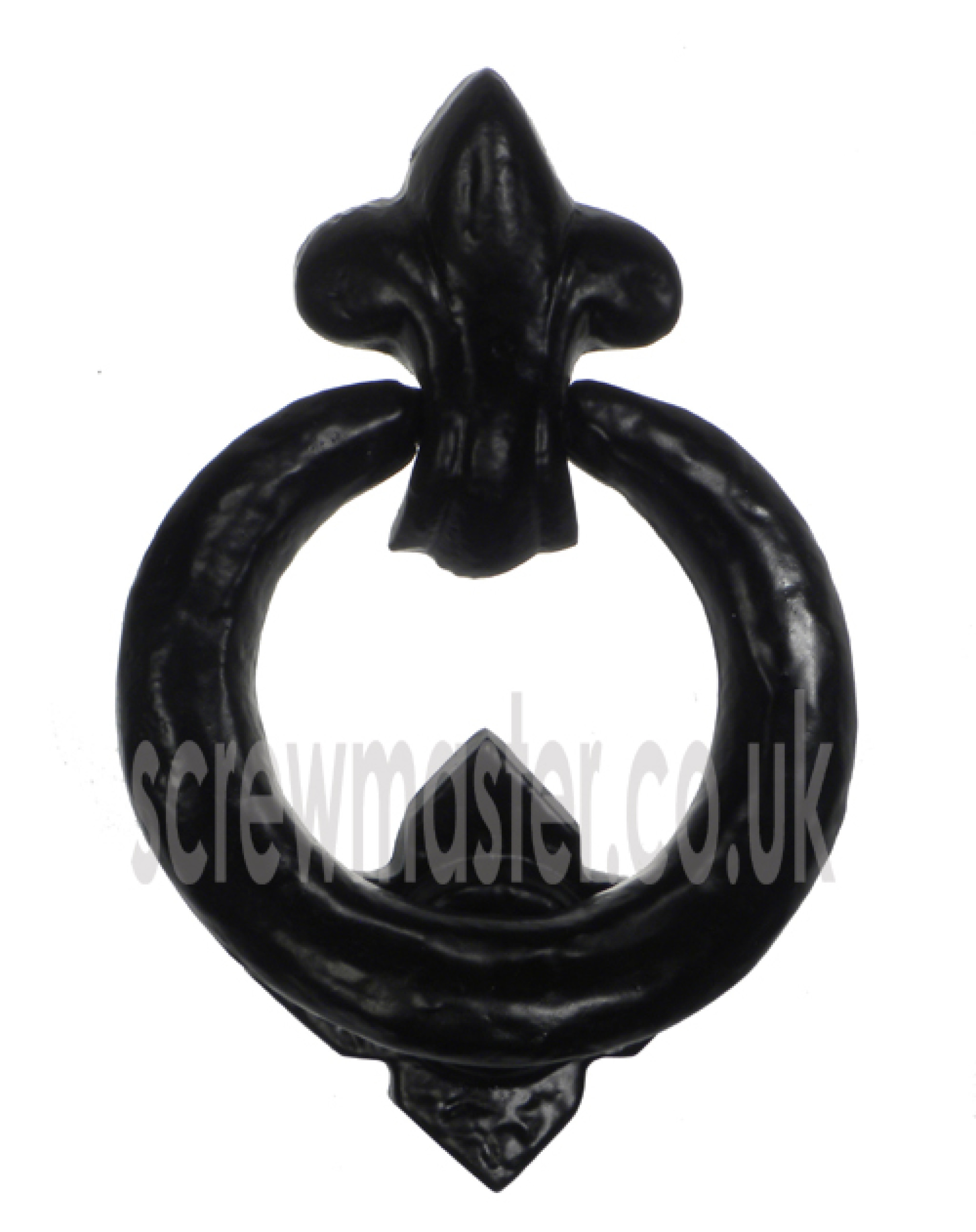 Ring Front Door Knocker Black Cast Iron 127mm rustic antique style