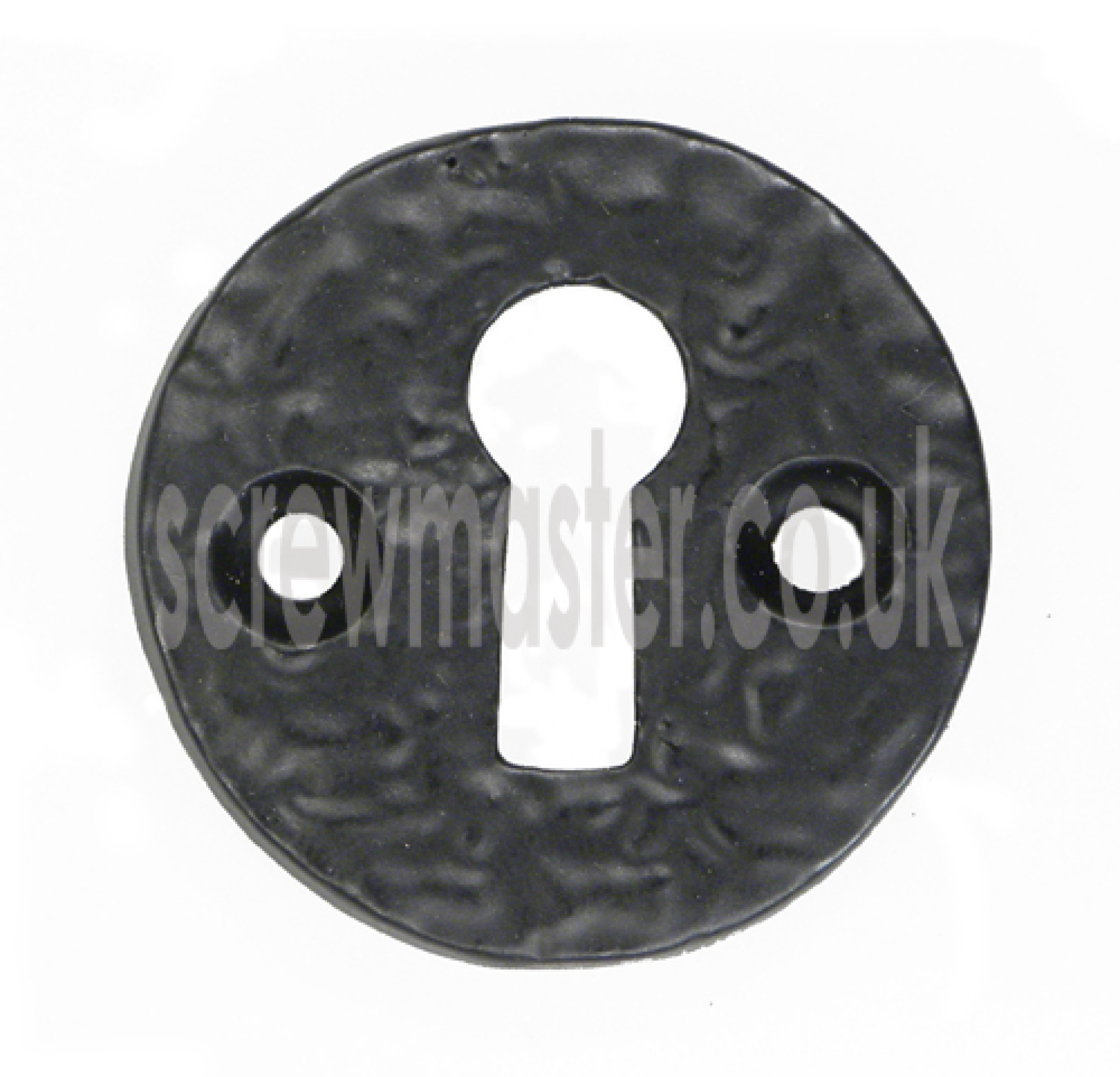 Round Open Keyhole Escutcheon Black Cast Iron 38mm diameter