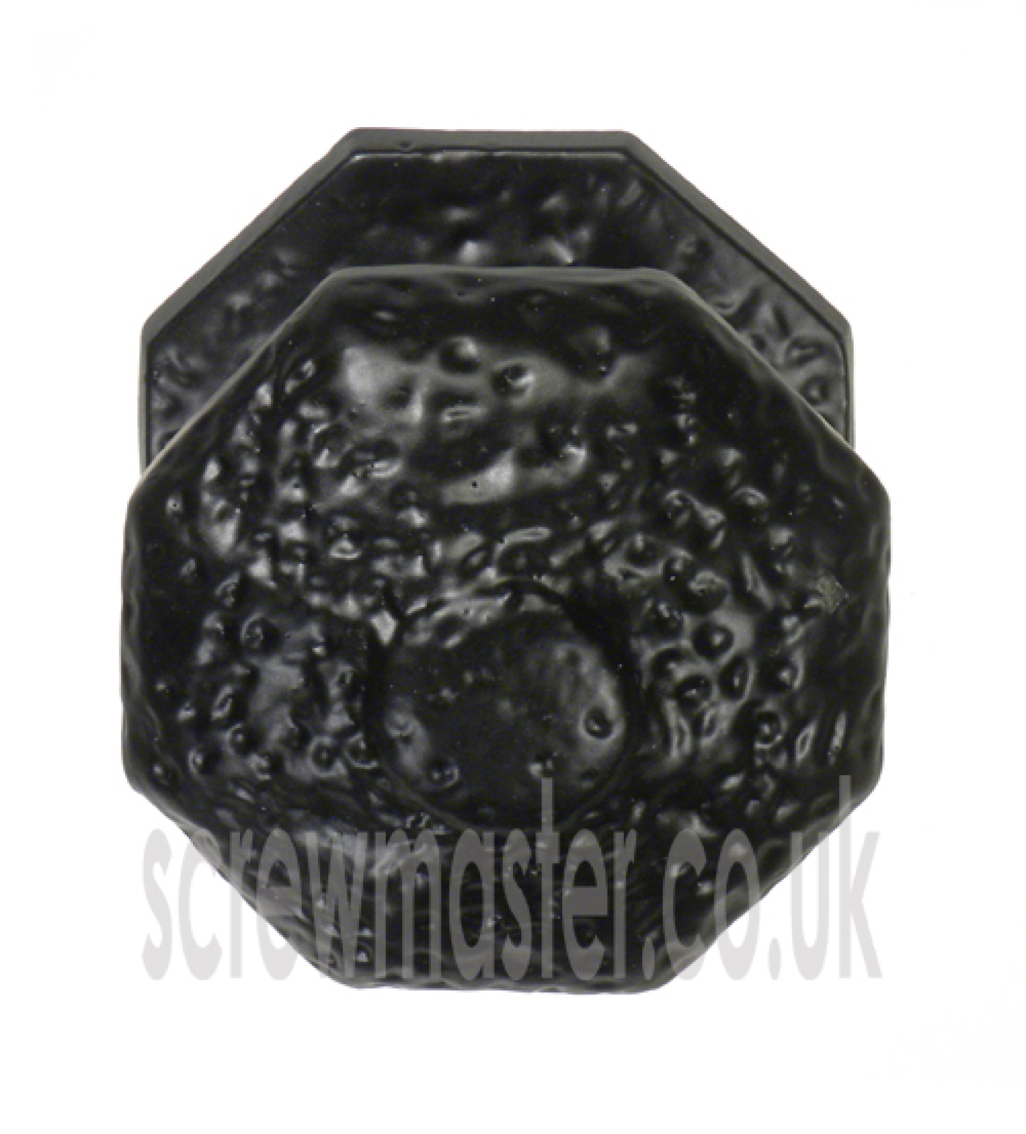 Centre Door Knob Black Cast Iron 65mm octagonal tudor antique style