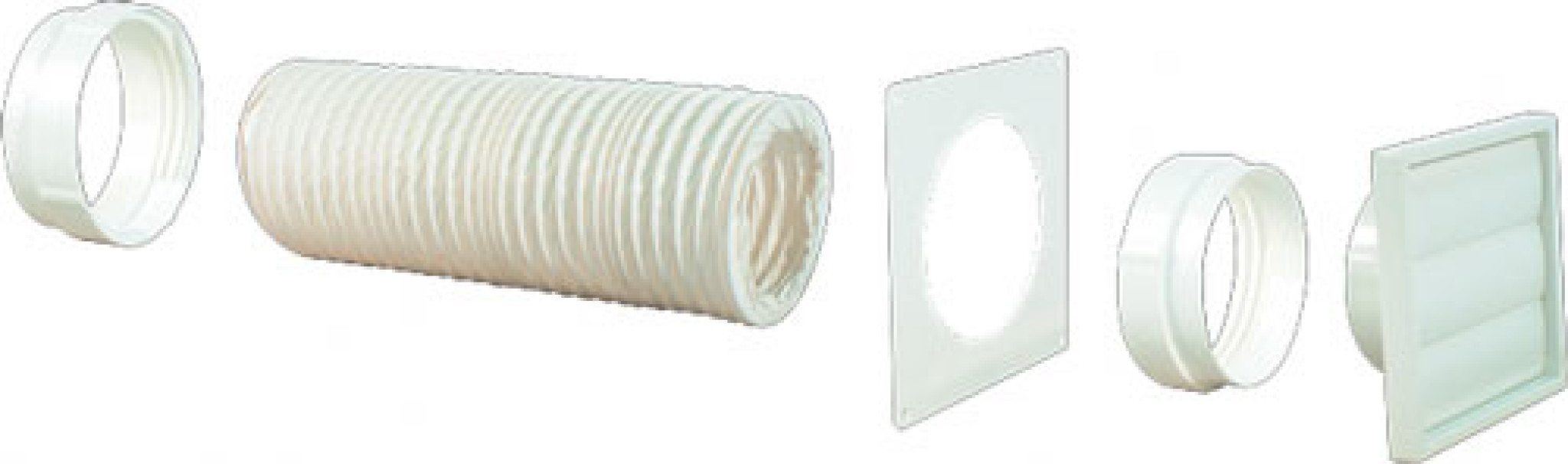 Ducting Kit 150mm diameter white 1 metre long for cooker hood extractor fan