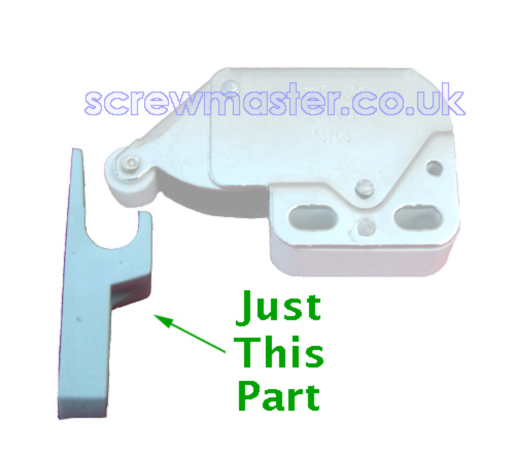 Just the plastic catch part for Mini-Latch automatic spring pressure touch latch